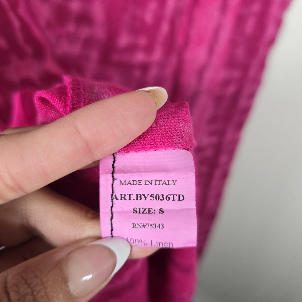 Allegra Masetti Firenze Dress Size Small Linen Tank Pink Mineral Wash Ruffle Hem - Picture 8 of 8